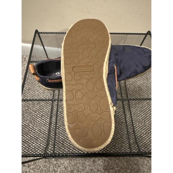 Coach Mellow Signature Canvas Leather Slip on Espadrille Womens 6.5 Navy Blue - Picture 6 of 6